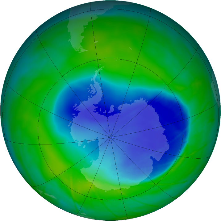 Antarctic ozone map for 04 December 2010
